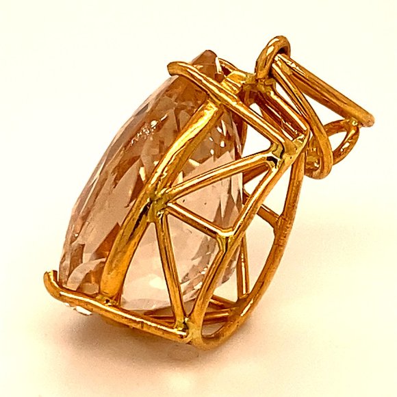 Imperial Topaz 16.03ct Solid 22K Gold Pendant - Picture 5 of 6